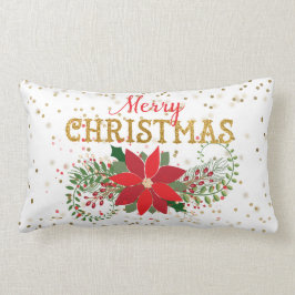 Frohe Weihnachts Gold Glitzer Poinsettia Lendenkissen