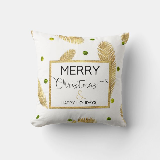Frohe Weihnachts Gold Glitzer Script - Kissen (Vorderseite)