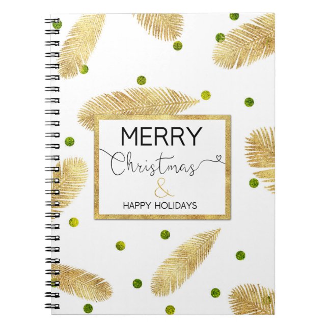 Frohe Weihnachts-Gold-Glitzer-Script - Notebook Notizblock (Vorderseite)
