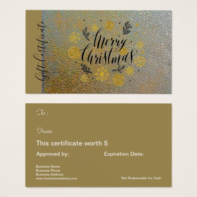 Frohe Weihnachts Gold Holiday Geschenkgutschein (Vorne & Hinten)
