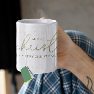 Frohe Weihnachts-Gold-Kalligrafie-Script-Glitzer Kaffeetasse