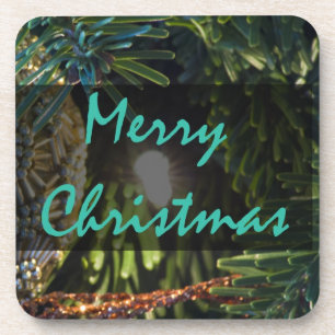 Frohe Weihnachts-Gold-Ornament Getränkeuntersetzer