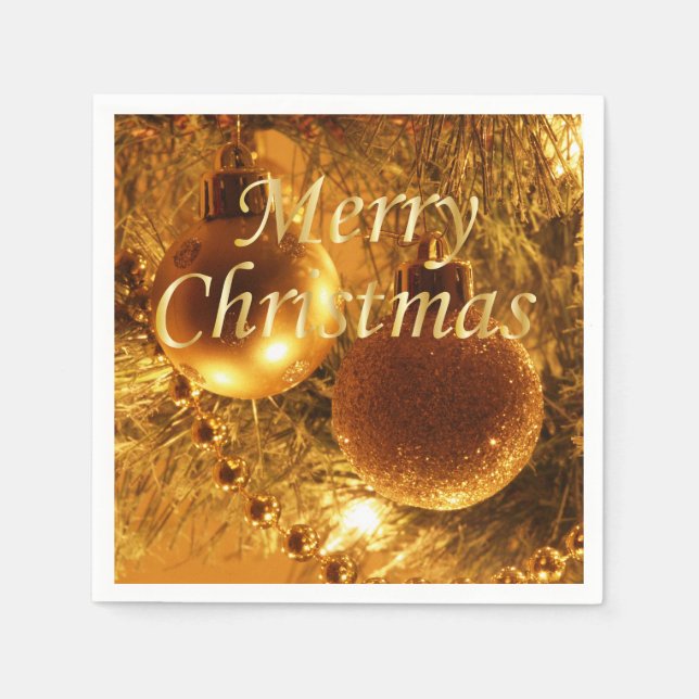 Frohe Weihnachts-Gold-Ornamente Serviette (Vorderseite)