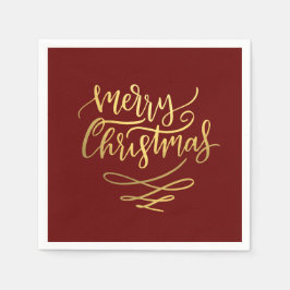 Frohe Weihnachts-Gold-Script-Typografie Serviette