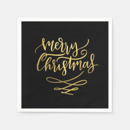 Frohe Weihnachts-Gold-Script-Typografie Serviette