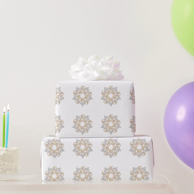 Frohe Weihnachts Gold, Silver Snowflake Urlaub Geschenkpapier (Partygeschenke)