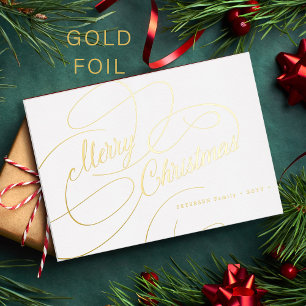 Frohe Weihnachts Gold Skript einfach elegant Folien Feiertagskarte