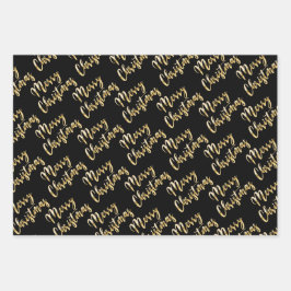 Frohe Weihnachts Gold Skript schwarz grün rot Geschenkpapier Set