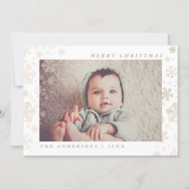 Frohe Weihnachts Gold Snowflakes Custom Foto Feiertagskarte