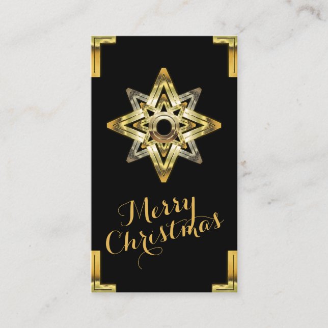 Frohe Weihnachts-Gold-Stars-Geschenk-Tag Visitenkarte (Vorderseite)