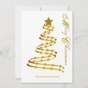 Frohe Weihnachts Gold Tree Stars Abstrakte Kontur Feiertagskarte
