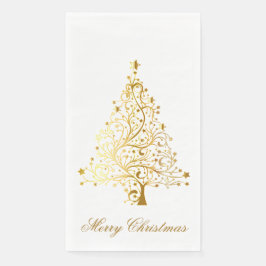 Frohe Weihnachts-Goldbaum Serviette