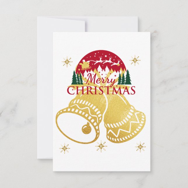 Frohe Weihnachts Golden Bell Card Dankeskarte (Vorderseite)