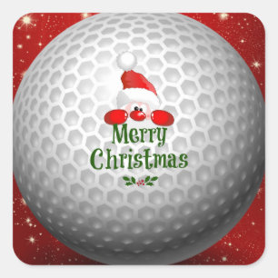 Frohe Weihnachts-Golf-Ball-Aufkleber Quadratischer Aufkleber
