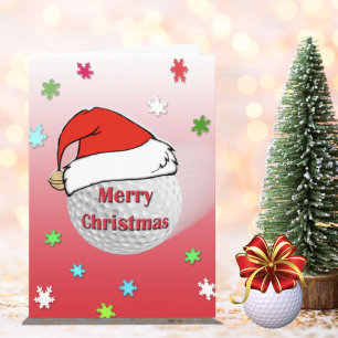 Frohe Weihnachts Golf Ball Weihnachtsmannmütze Gru Feiertagskarte