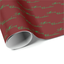Frohe Weihnachts-Grün-Bordeaux-Schrift niedlich Geschenkpapier