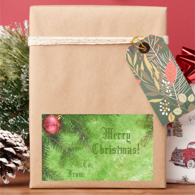 Frohe Weihnachts-Grün-Geschenksticker Rechteckiger Aufkleber (Feiertag)
