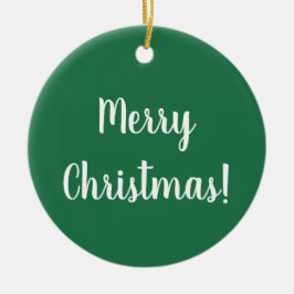 Frohe Weihnachts Grün & Weiße Typografie Festival Keramik Ornament