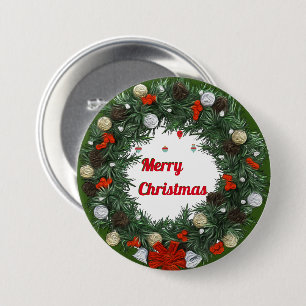 Frohe Weihnachts Grüne Kleider Wasserfarbe Button