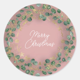 Frohe Weihnachts-Grünkraut-Rose Woodland Wood Runder Aufkleber