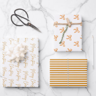 Frohe Weihnachts Gruß Foto Collage Gold Geschenkpapier Set