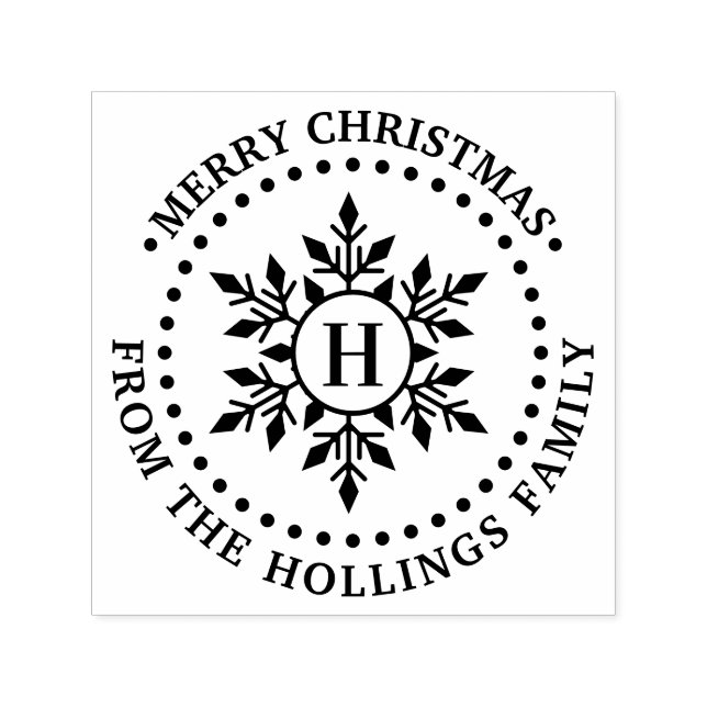 Frohe Weihnachts Gruß Snowflake Name Initial Permastempel (Design)