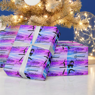 Frohe Weihnachts Gymnast Individuelle Name Wrappin Geschenkpapier