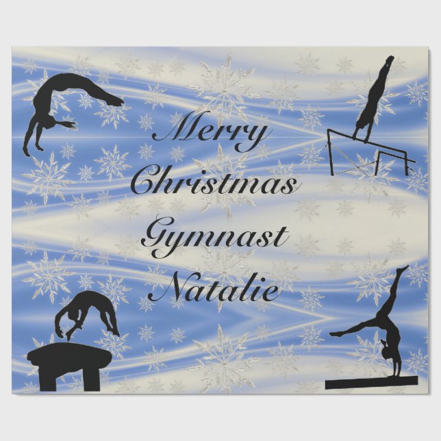 Frohe Weihnachts Gymnast Individuelle Name Wrappin Geschenkpapier (Flach)
