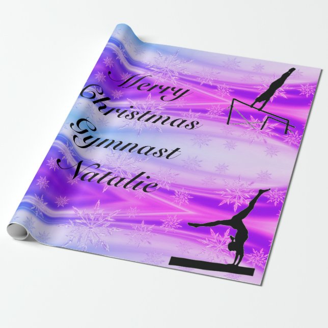 Frohe Weihnachts Gymnast Individuelle Name Wrappin Geschenkpapier (Ungerollt)