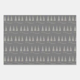 Frohe Weihnachts-Hahnentrittmuster Baummuster Geschenkpapier Set