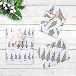 Frohe Weihnachts-Hahnentrittmuster Baummuster Geschenkpapier Set