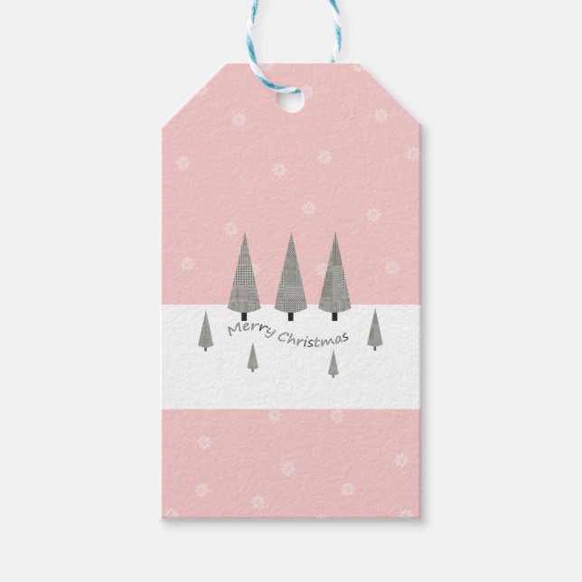 Frohe Weihnachts-Hahnentrittmuster-Muster Baum auf Geschenkanhänger (Vorderseite)