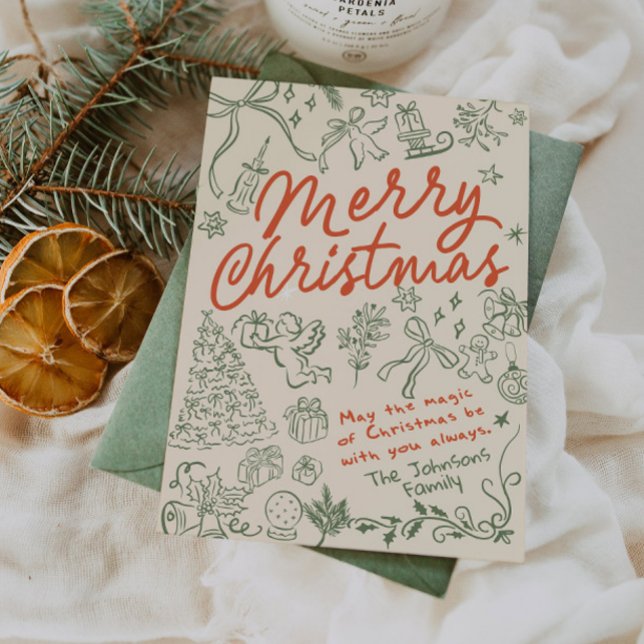 Frohe Weihnachts Hand gezeichnete Weihnachtskarten Feiertagskarte (Von Creator hochgeladen)