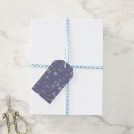 Frohe Weihnachts handgezeichnete Bäume Schneeflock Geschenkanhänger