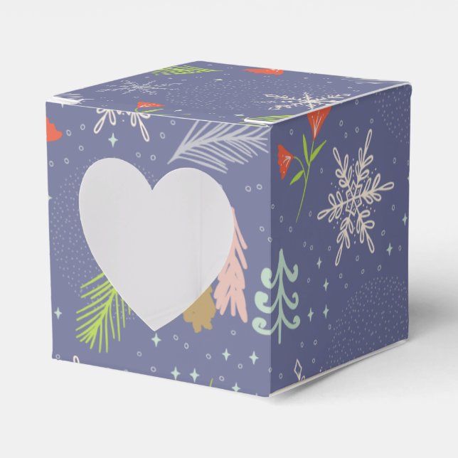 Frohe Weihnachts handgezeichnete Bäume Schneeflock Geschenkschachtel (Vorderseite)