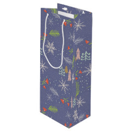 Frohe Weihnachts handgezeichnete Bäume Schneeflock Geschenktüte Für Weinflaschen