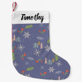 Frohe Weihnachts handgezeichnete Bäume Schneeflock Kleiner Weihnachtsstrumpf