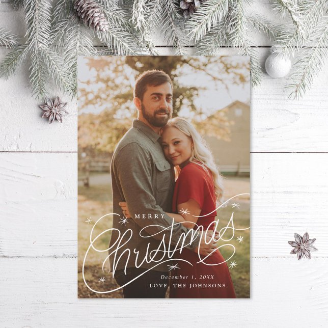 Frohe Weihnachts-Handschrift-Foto Feiertagskarte (Von Creator hochgeladen)