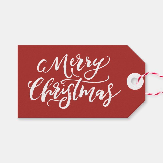 Frohe Weihnachts-Handschrift Geschenketiketten Geschenkanhänger (Vorderseite (Horizontal))