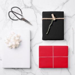 Frohe Weihnachts Handwriting White Black Red Geschenkpapier Set