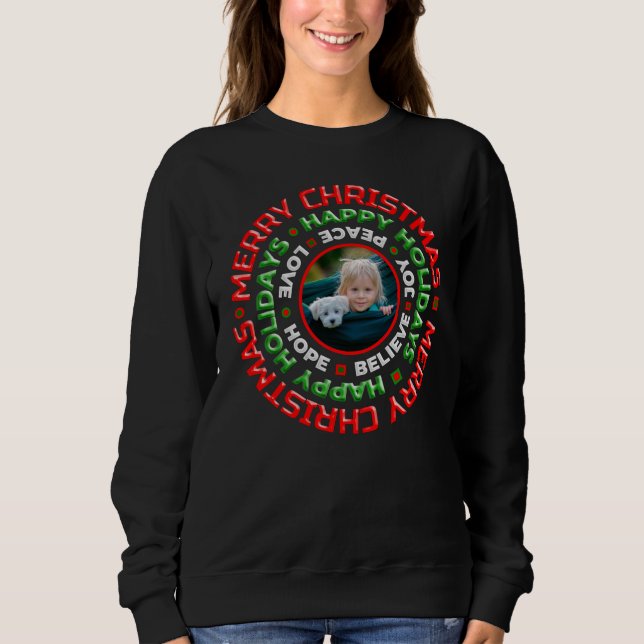 Frohe Weihnachts-Happy Holidays Foto Personalize Sweatshirt (Vorderseite)