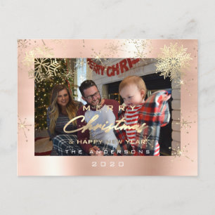 Frohe Weihnachts-Happy Year Gold Snow Spark Foto Postkarte