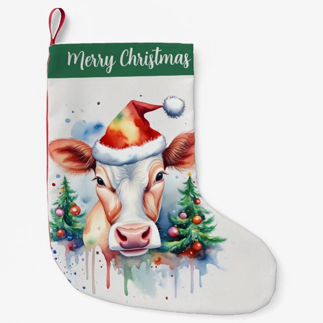 Frohe Weihnachts-Hat-Feierliche Kuh - Kleiner Weihnachtsstrumpf (Vorderseite)