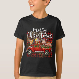 Frohe Weihnachts Heifer Tiere Farm Santa Red Truc T-Shirt