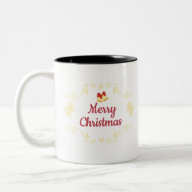 Frohe Weihnachts-Hintergrund Kaffee Tasse Tasse (Links)