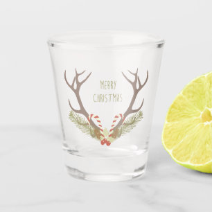 Frohe Weihnachts-Hirsch-Antler-Kranz Schnapsglas