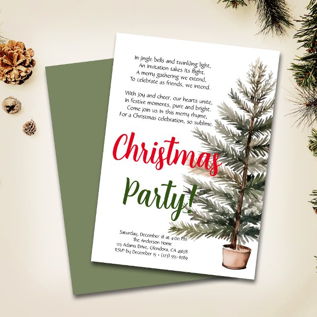 Frohe Weihnachts-Holiday Gedicht Party Einladung (Elevate your upcoming event with this cozy Christmas invitation and heartwarming poem!)