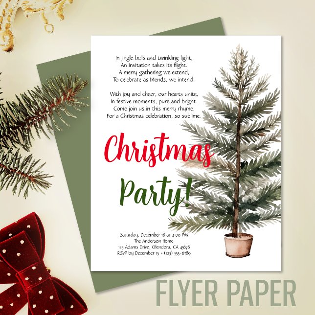 Frohe Weihnachts-Holiday Gedicht Party Einladung Flyer (Exceptional value: budget-friendly Christmas invitation for memorable events and cost saving!)