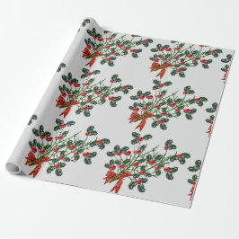 Frohe Weihnachts Holly Branch Wrapping Paper Geschenkpapier