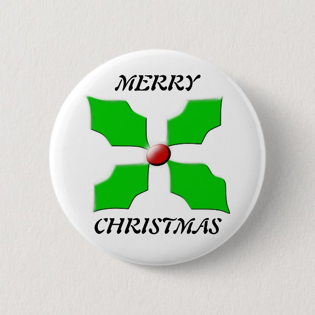Frohe Weihnachts Holly Button (Vorderseite)
